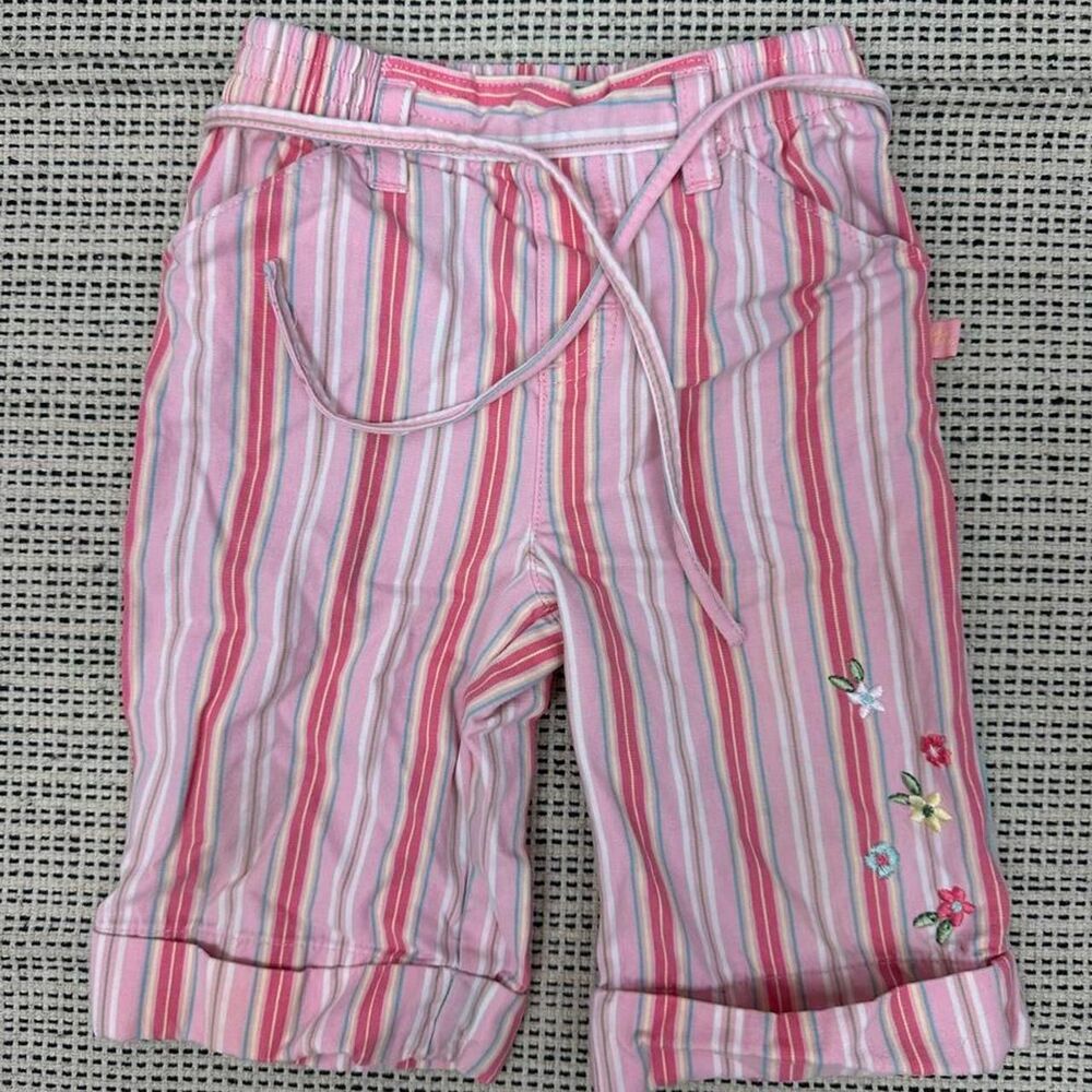Y2K Baby Girls OshKosh Pin Stripe Floral Embroidered Pants